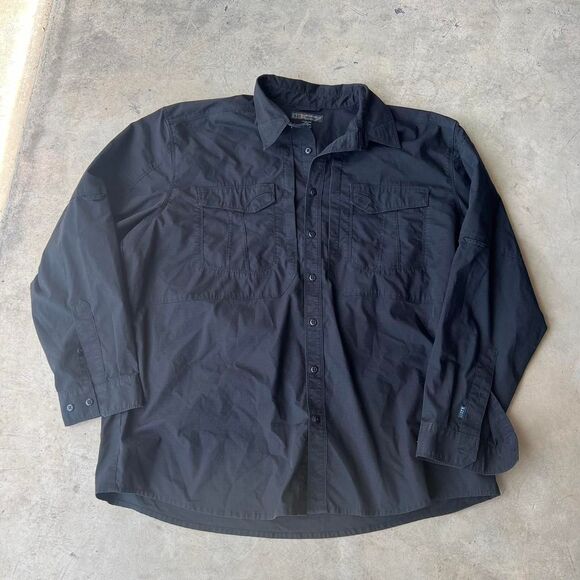 Black 5.11 Tactical button-up shirt Hiking Utility grid Mens size XXL - Picture 1 of 2